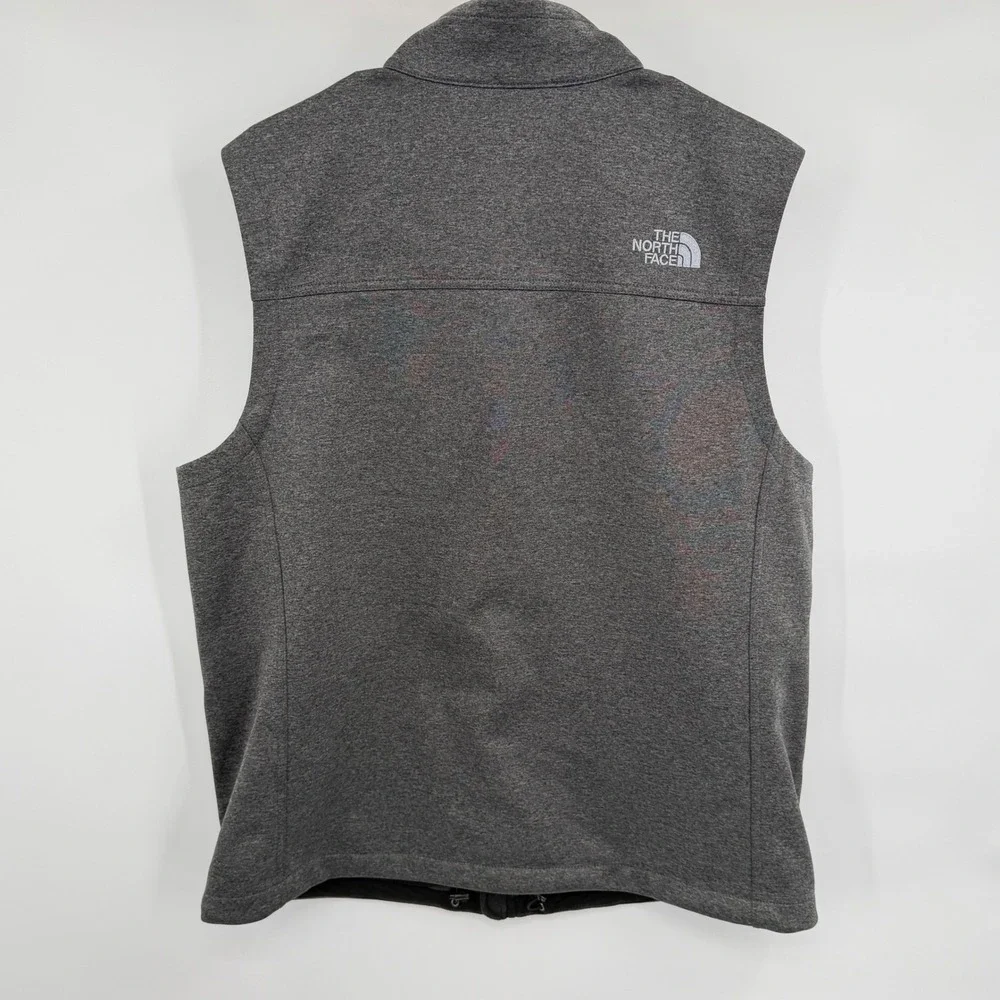 The North Face Mens Large Softshell Full Zip Vest Heathered‎ Gray Gravie Logo L
